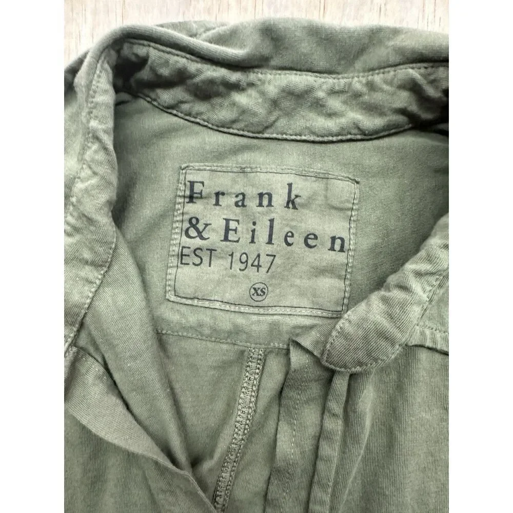 NEW Frank & Eileen Barry Relaxed button up Shirt in Army SZ XS Jersey Knit - Picture 2 of 4